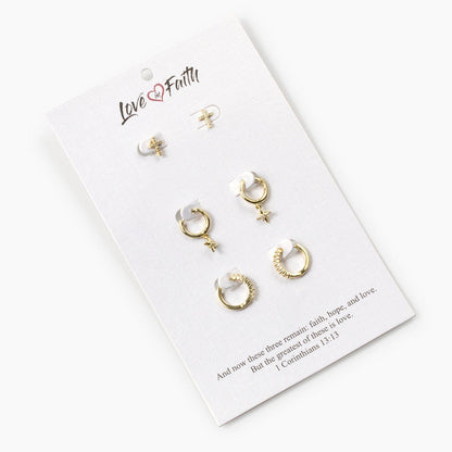 Cross Gold Plated Brass Earring Set