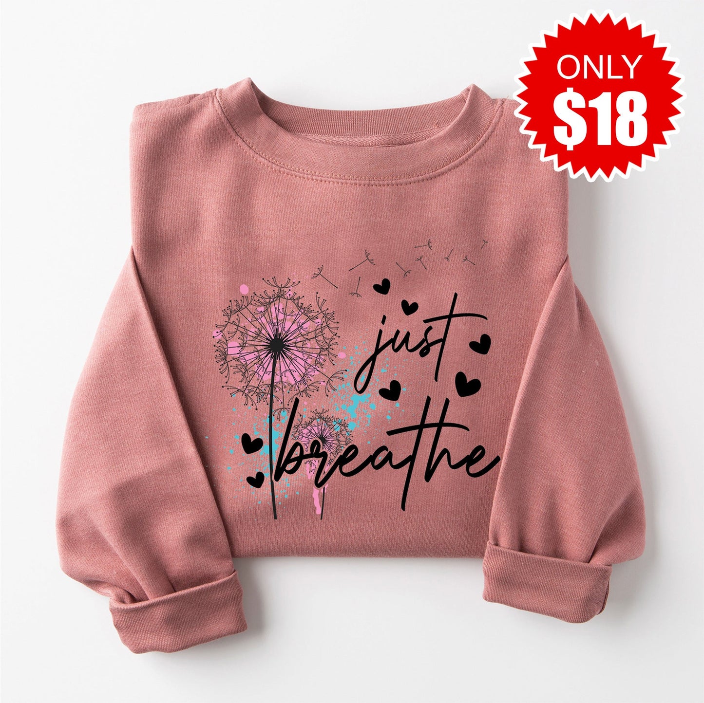 Just Breathe Sweatshirt - Heather Mauve - 18