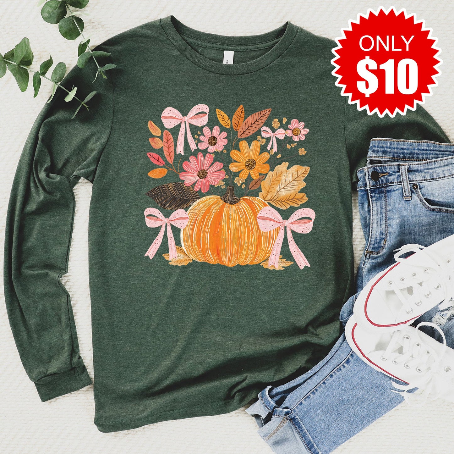 Flowers & Pumpkin Long Sleeve - 10