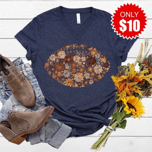 Floral Football V-Neck - 10