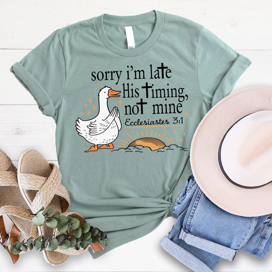 His Timing Not Mine Goose Tee