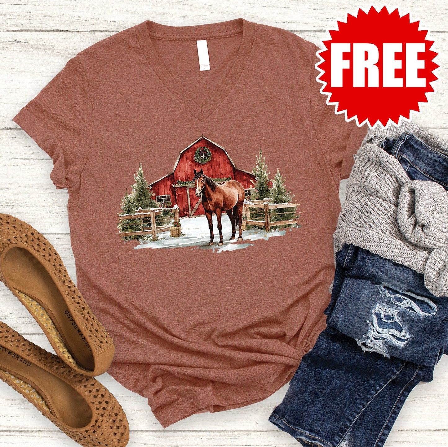Horse Barn V-Neck - 0