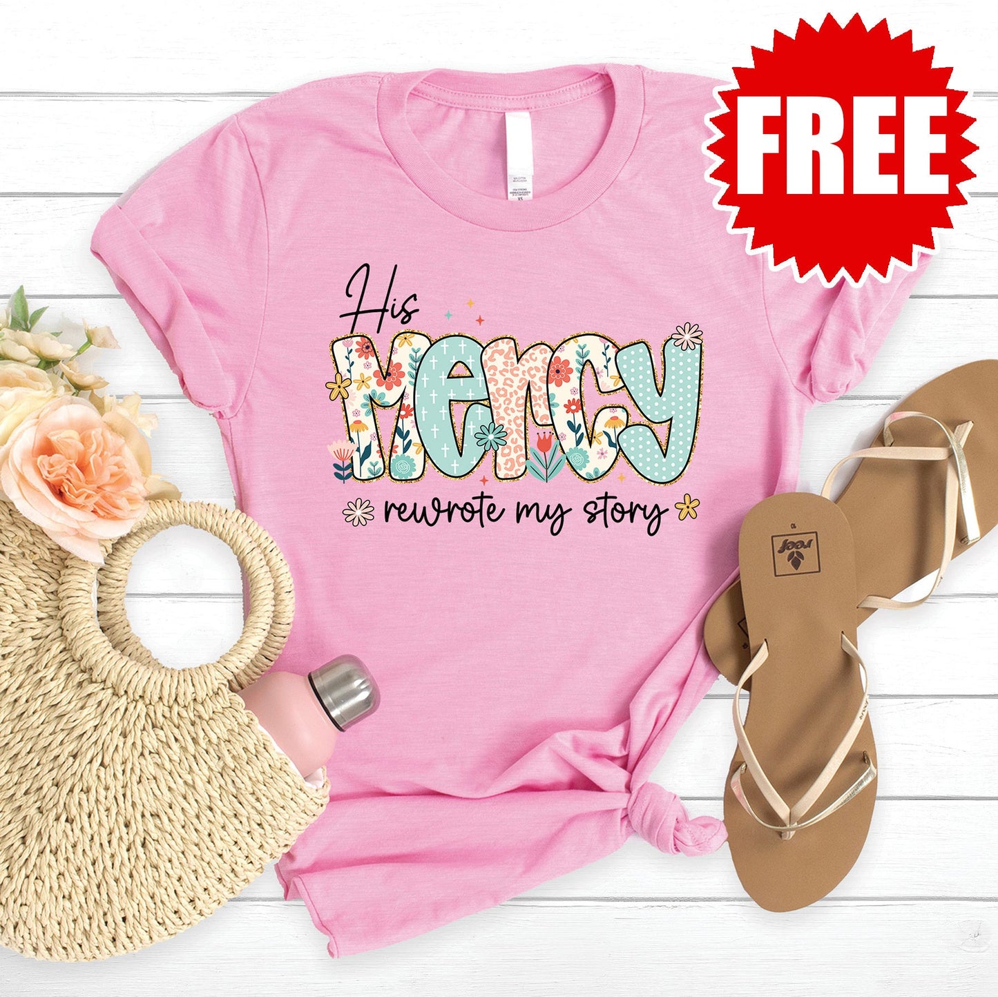 His Mercy Rewrote My Story Tee - 0