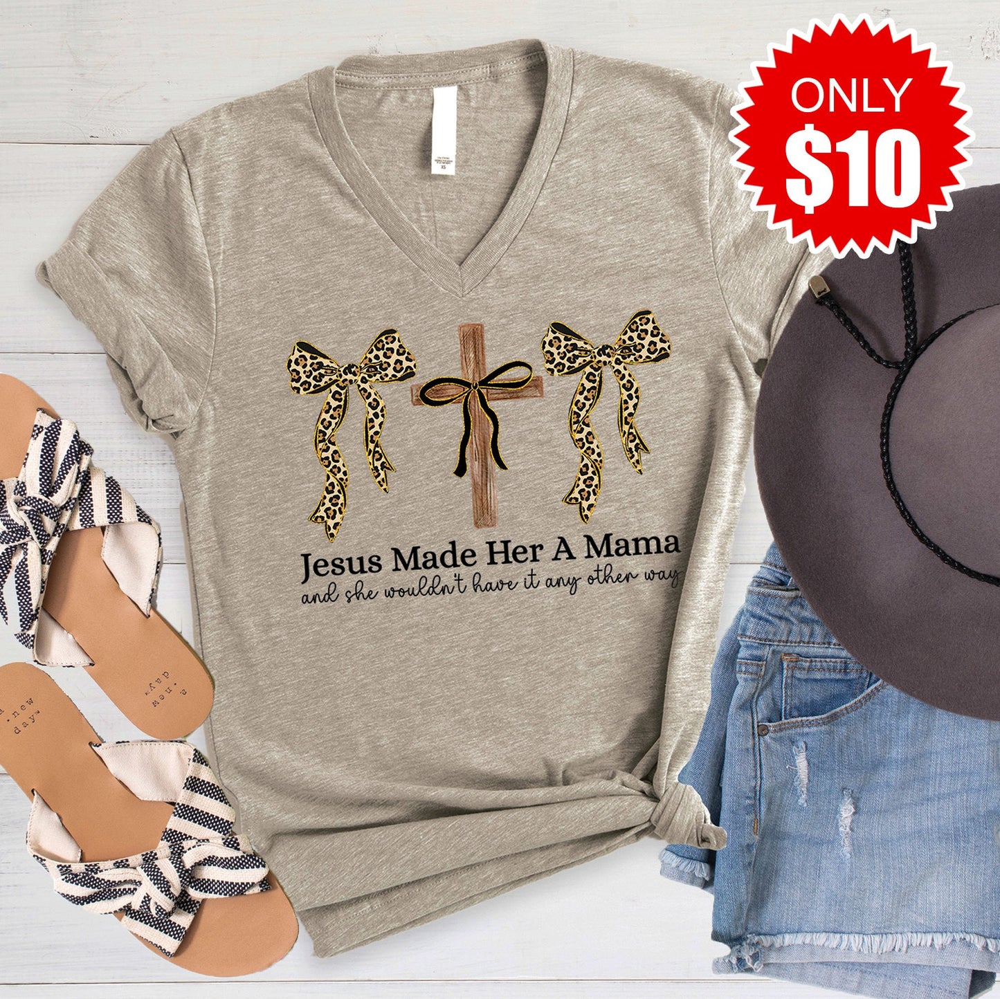 Jesus Made Her A Mama V-Neck - 10