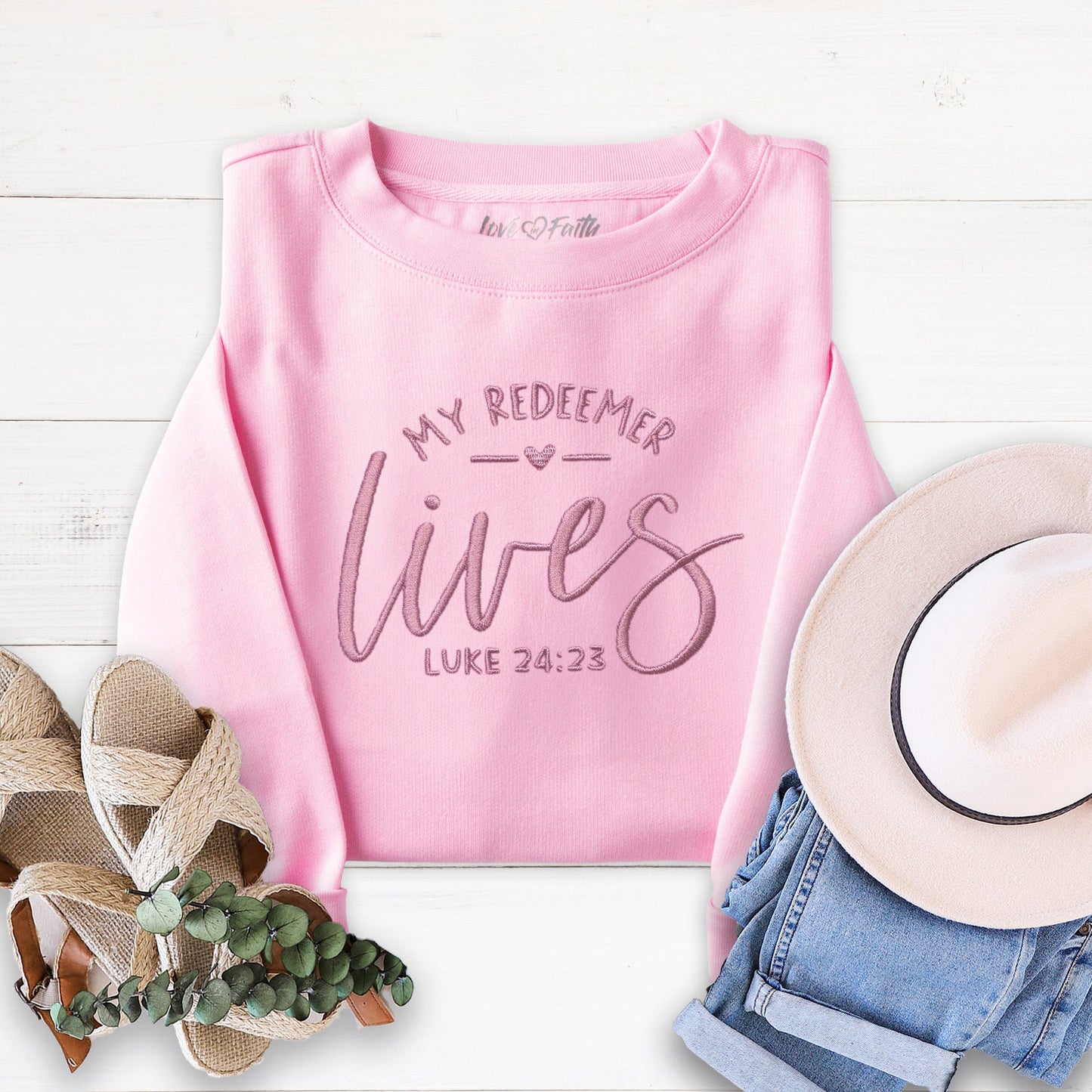 Embroidered My Redeemer Lives Sweatshirt