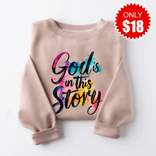 God is in this Story Sweatshirt - Heather Pink Gravel - 18