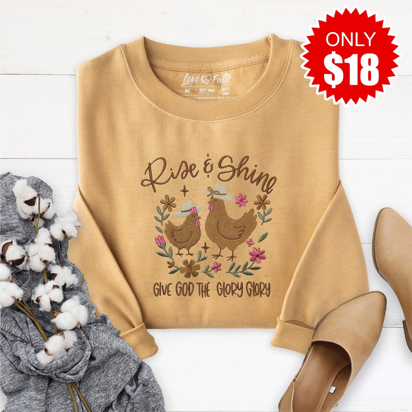 Embroidered Rise and Shine Sweatshirt - 18