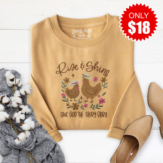 Embroidered Rise and Shine Sweatshirt - 18