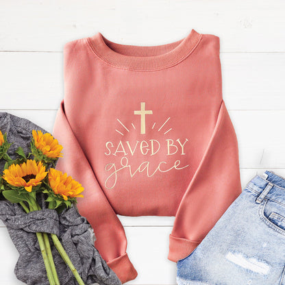 Embroidered Saved by Grace Sweatshirt