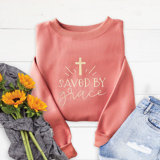 Embroidered Saved by Grace Sweatshirt
