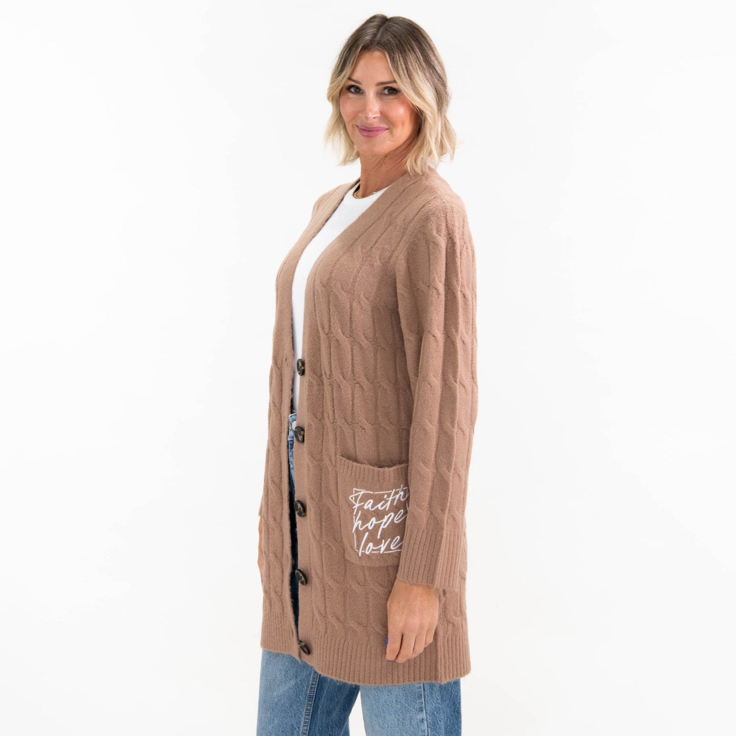 Faith Hope Love Cable Knit Cardigan