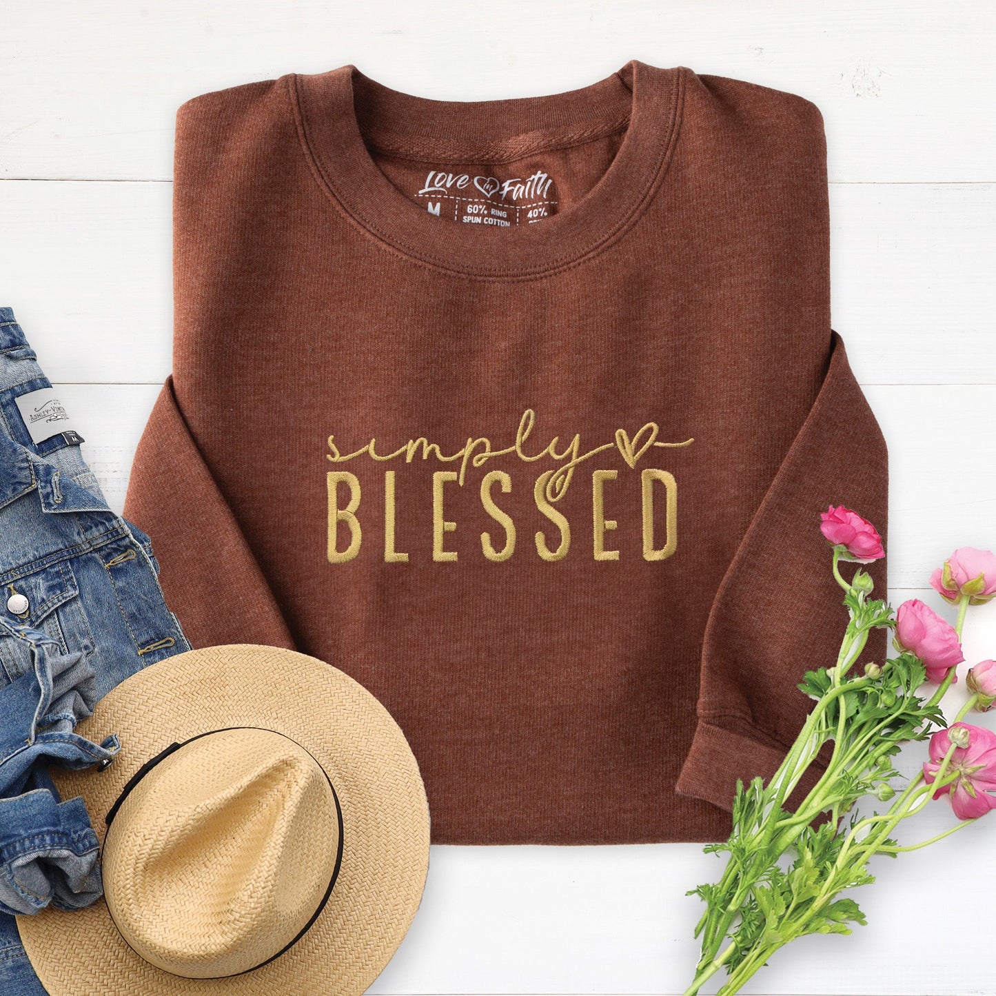 Embroidered Simply Blessed Sweatshirt