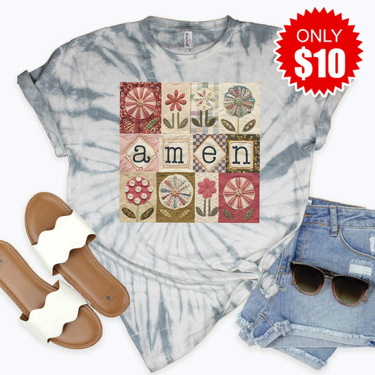 Amen Tee - Tie Dye Soft Grey - 10