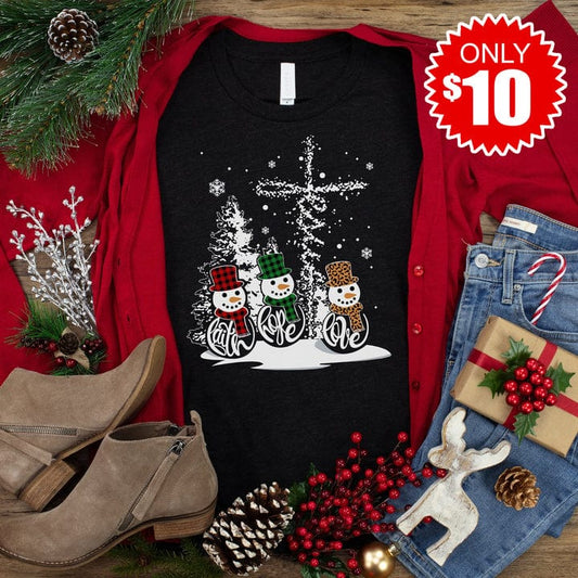 Faith Hope Love Snowmen Tee - 10