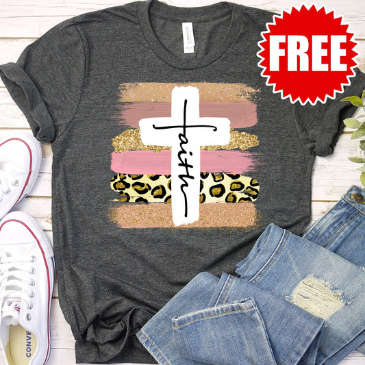 Faith Cross Paint Swipe Tee - 0