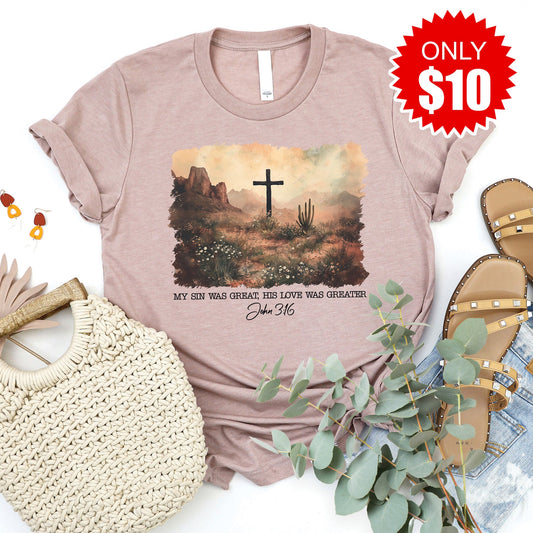 John 3:16 Tee - Heather Pink Gravel - 10