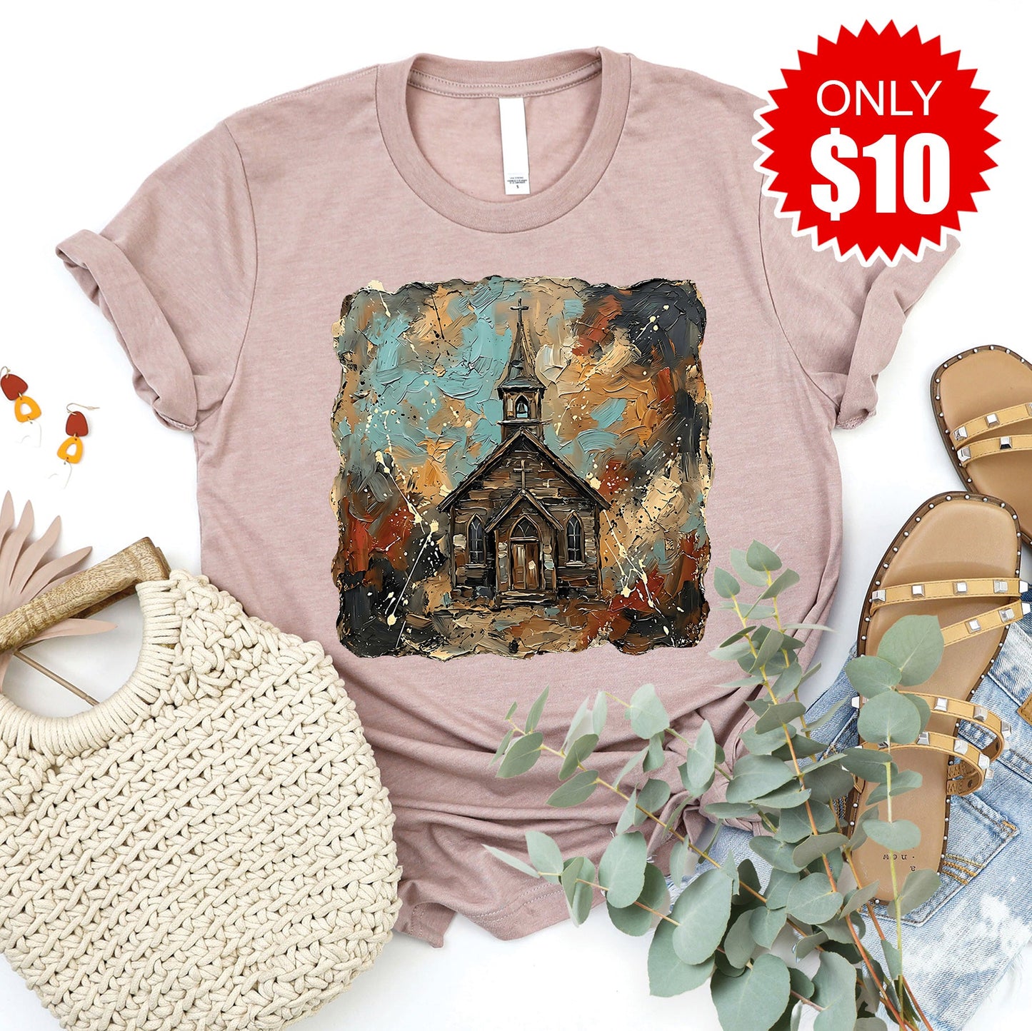 Church Tee - Heather Pink Gravel - 10