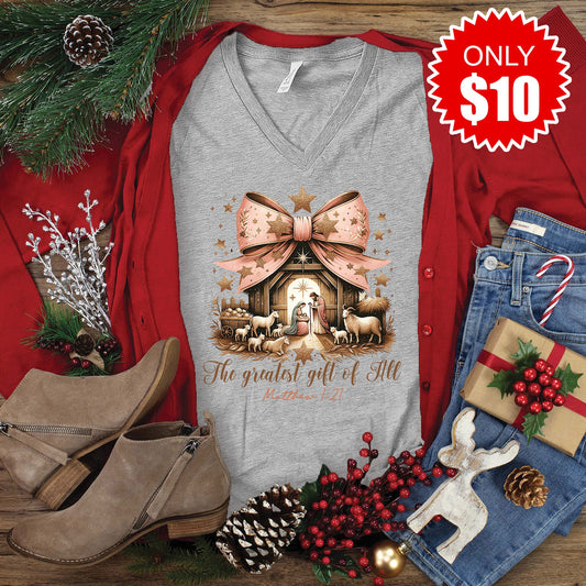 Greatest Gift of All V-Neck - 10
