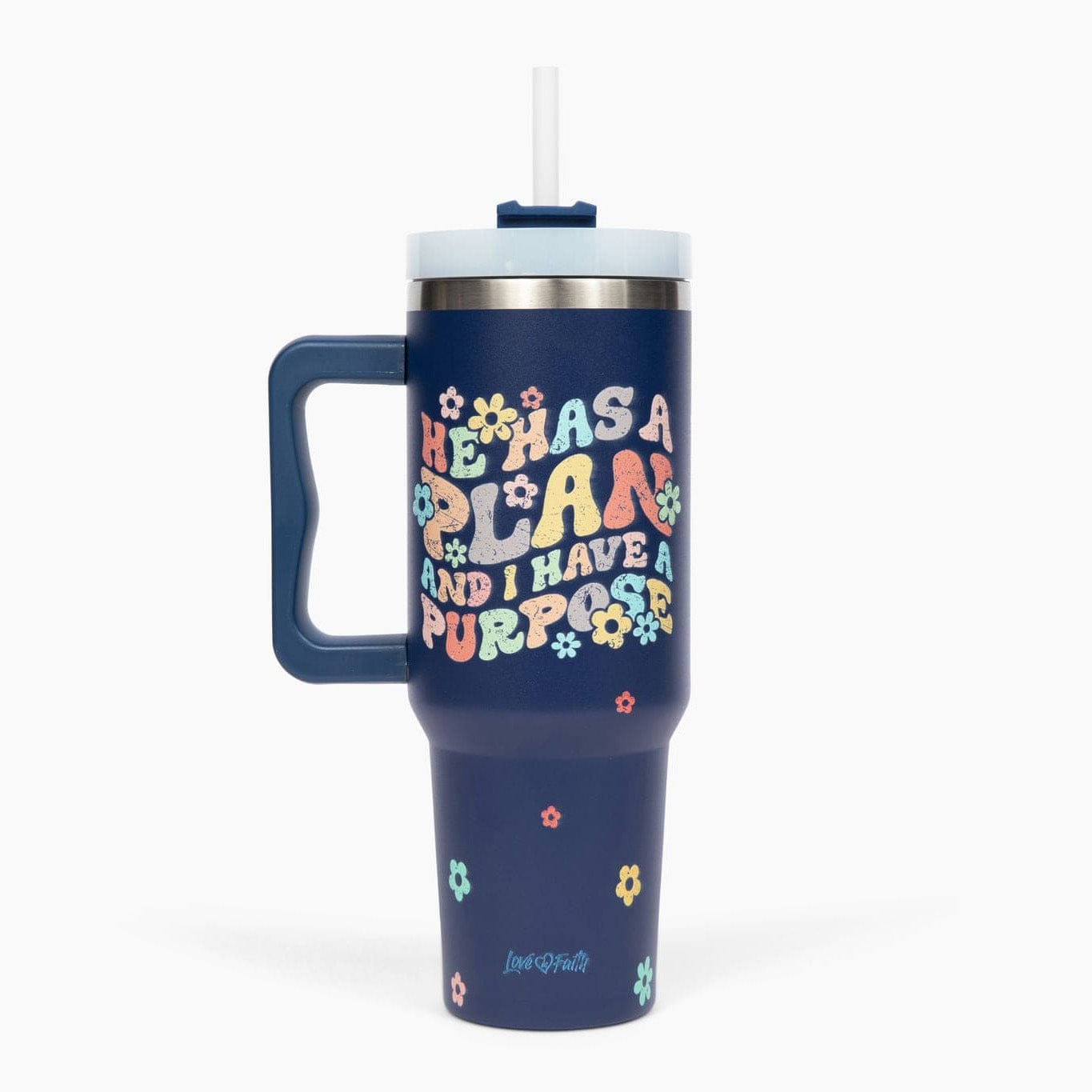 He Has a Plan Floral 40oz Tumbler w/ Handle