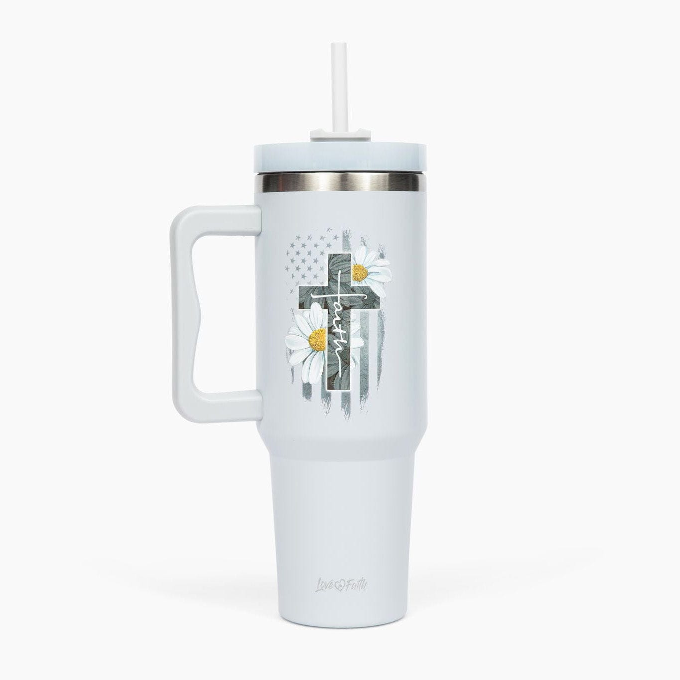 Faith Cross Daisies 40oz Tumbler w/ Handle