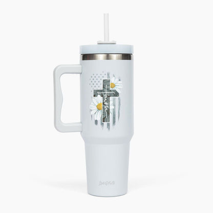 Faith Cross Daisies 40oz Tumbler w/ Handle