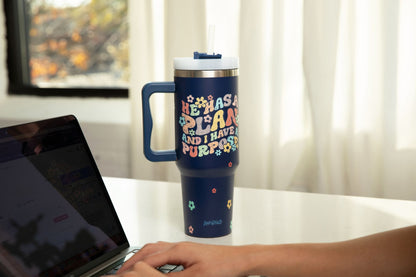 He Has a Plan Floral 40oz Tumbler w/ Handle