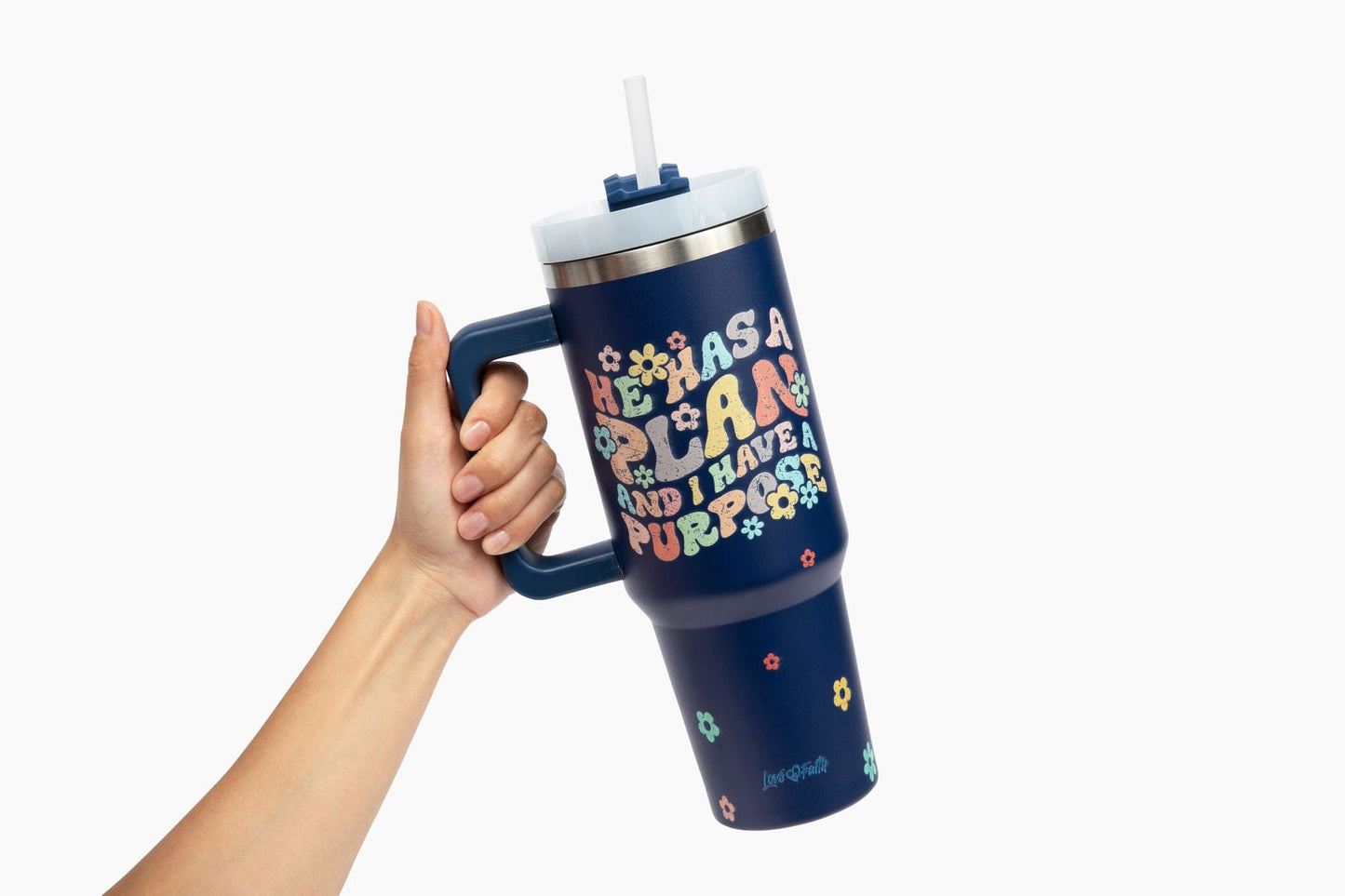 He Has a Plan Floral 40oz Tumbler w/ Handle
